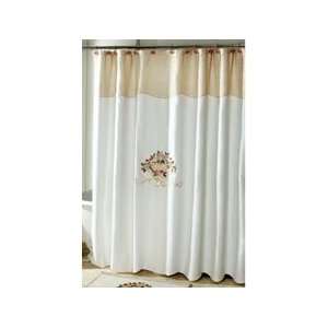  Avanti Linens Rosefan Shower Curtain 10541H Ivory