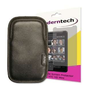   S491 Black Leather Pouch & Modern Tech Screen Protector for HTC HDMini