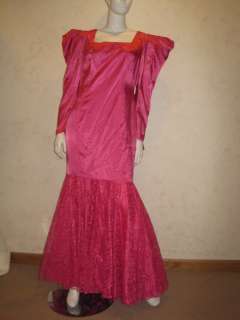   ~Hot Pink Satin&Lace Mermaid Lg Gown MAE WEST, DIVINE, DRAG  