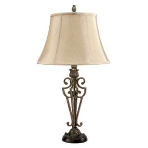   Unique Tripod Scroll Design Table Lamp with Off White Shade: Home