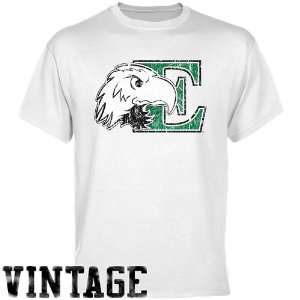  Eastern Michigan Eagles White Distressed Logo Vintage T 