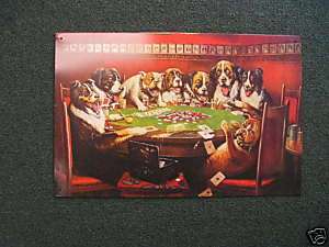 Eight Dogs Playing Cards, Gambling Poker Tin Sign Metal  