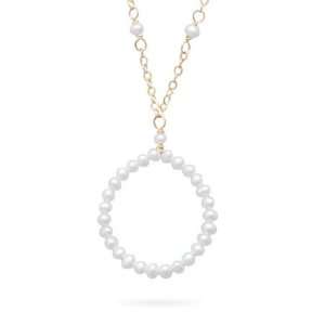   Necklace with Cultured Freshwater Seed Pearl Open Circle Drop: Jewelry