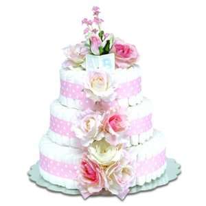  Baby Diaper Cake: Pink Roses (2 or 3 Tiers): Home 