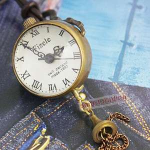Vintage Crystal Ball Pocket Watch Mechanical Pendant Bell Leather 