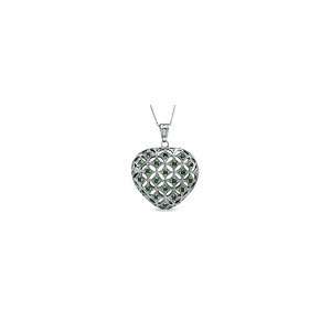   Lab Created Emerald Puffed Heart Pendant in Sterling Silver emerald