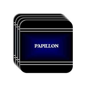 Personal Name Gift   PAPILLON Set of 4 Mini Mousepad Coasters (black 