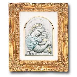   & Child Mary Gold Framed Artwork Catholic Religious 