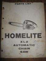 Homelite Model XL2 XL 2 Auto Chainsaw Parts List Manual  