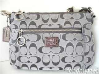 Coach 46134 Poppy Ash Silver Grey Lurex Messenger Bag Swingpack 