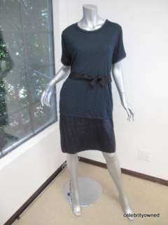 Lanvin Green Short Sleeve Top/Blue Slip Black Bow Dress L  