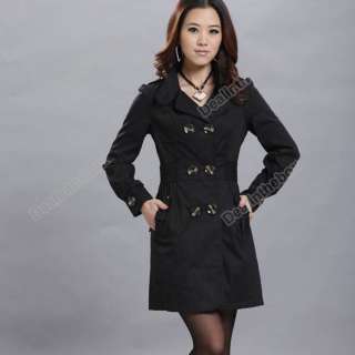 Womens Ladies Fashion Slim Fit Trench Double Breasted Coat Jacket 