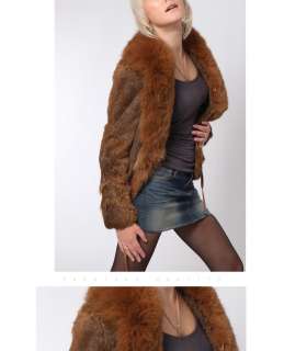 0301 real rabbit fur coats jackets coat jacket garment with fox collar 
