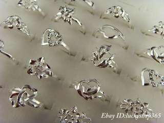 Wholesale 50pcs mixed S80 Silver flower rings 6 8  