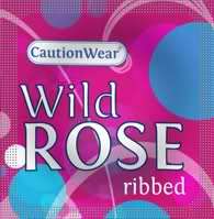 12 Caution Wear Wild Rose Ribbed Condoms  