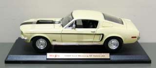 1968 Ford Mustang GT Cobra Jet Diecast Model Yelow 1:18  