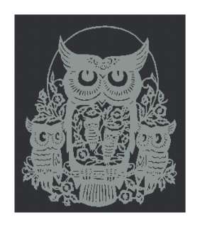 Five Owl Silhouette Handmade Cross Stitch Pattern  