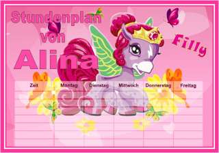 Filly Fairy   STUNDENPLAN   mit Wunschnamen ♥ ♥ ♥   