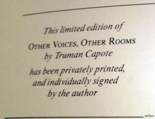 Other Voices, Other Rooms   SIGNED Truman Capote   Limited Edition 
