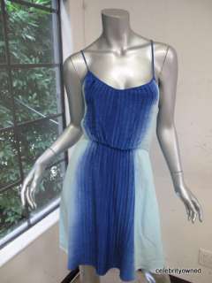 Madison Marcus Blue Ombre Pleated Front Dress XS  