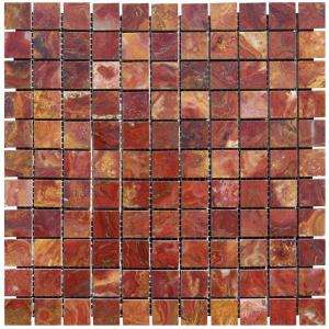   12 in. x 12 in. Red Polished Onyx Mesh Mounted Mosaic Tile