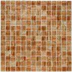 Coppa Tan 12 in. x 12 in. Copper and Gold Glass Mesh Mounted Mosaic 