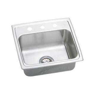   Top Mount Stainless Steel 19x18x7.875 3 Hole Single Bowl Kitchen Sink