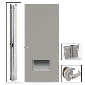   in. x 80 in. Left Hand Firerated Louver Door Unit with Knockdown Frame