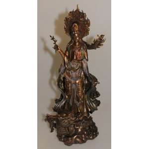 Skulptur Quan Yin Buddha, Göttin, bronziert, Drachen: .de 