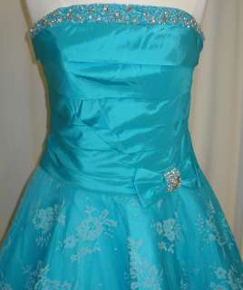 SHORT BALL GOWN PROM DRESSES TURQUOISE SIZE 14