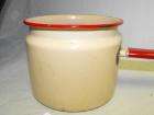 VTG Cream/Tan Red Rim Double Boiler Pan Bottom  