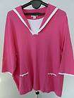 NEW CJ Banks 3X Cotton 3/4 slv Sweater Cable Knit Top Pullover Pink