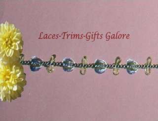 14 Yards Blue 3/8 Delicate Rose Chain Trim Lace R94V  