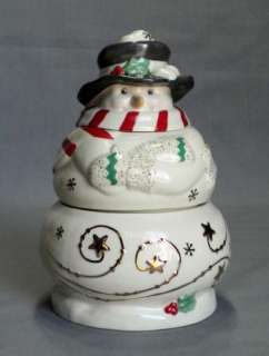 LENOX OCCASIONS STACKING SNOWMAN CANDY BOX DISH NEW WINTER HOLIDAY 