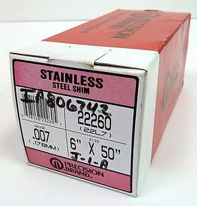 Precision Brand Stainless Steel Shim .007 50x6  