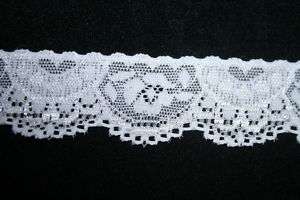 yards WHITE scalloped trim STRETCH LACE 1.25 wide  