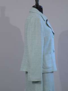 Nipon Boutique aqua blue 2 pc skirt suit pastel M 12 P  
