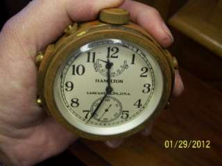 1941 WW2 Ships Chronometer Clock by Hamilton Watch Co. Encased  