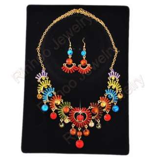 Free choker necklace earring 1set Czech rhinestone  