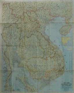 Large 1967 Map VIETNAM LAOS CAMBODIA THAILAND Khe Sanh Da Nang Saigon 