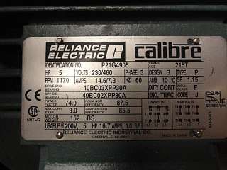 21357 Reliance Electric P21G4905 Motor 5HP 1170RPM  