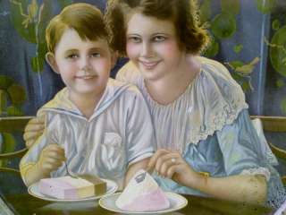 Wonderful 1910 National Ice Cream Tray with Mother & Son  