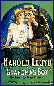 CLASSIC MOVIE POSTER Grandmas Boy, Harold Lloyd, 1922  