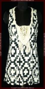 NEW $98 River Island Printed Braided Tunic Top L 10  