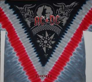 AC/DC BLACK ICE TOUR 2 SIDED TIE DYE T SHIRT NEW  