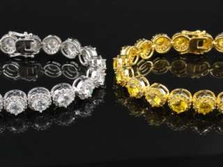 Mens Womens New Gold Finish Diamond Simulate White/Yellow Bracelet 8 