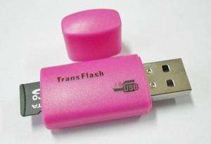 Micro SD USB Adapter Card Reader Memory 8gb 16gb PINK  