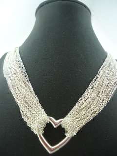 Tiffany & Co Silver Heart Multi Chain Mesh Necklace  