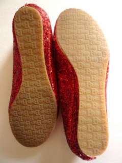 Dorothy Girl RUBY RED GLITTER Ballet Semi Flat Dress Shoe / Slipper 