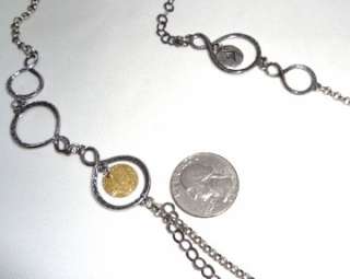 Silpada .925 Sterling Silver Brass Disc Charm Long Necklace N2150 Gift 